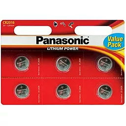 Батарейки Panasonic CR2016 6 шт (CR-2016EL/6B) 3 V - фото Батарейки Panasonic CR2016 6 шт (CR-2016EL/6B) 3 V