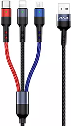 Кабель USB Usams U26 Spring 1.5m 3-in-1 USB to Type-C/Lightning/micro USB cable black (US-SJ318)