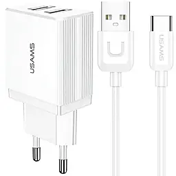 Сетевое зарядное устройство Glasscove T24 2.1a 2xUSB-A ports charger + USB-C cable white - фото Сетевое зарядное устройство Glasscove T24 2.1a 2xUSB-A ports charger + USB-C cable white