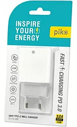 Мережевий зарядний пристрій з швидкою зарядкою Piko TC-PD202 White - мініатюра 2