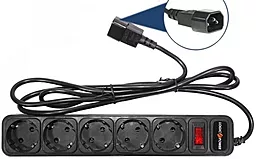 Мережевий фільтр (подовжувач) Logicpower LP-X5-UPS 3.0м, 10А, 5 розеток, з вимикачем Black (2754) - мініатюра 4