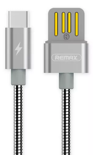Кабель Remax Metal Serpent USB-A - Type-C 12w 2.4a 1м cable Silver (RC-080a) - фото 1