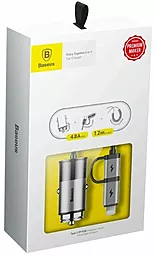 Автомобільний зарядний пристрій Baseus F629-1 USB Type-C+Lightning Cable 12Вт 2.4А Grey (CCALL-EL0G) - мініатюра 5