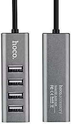 USB-A хаб Hoco HB1 Line Machine 0.8m USB-A to 4xUSB 2.0 hub Tarnish - мініатюра 5