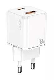 Мережевий зарядний пристрій Usams T43 GaN Mini USB-A/USB-C PD&QC3 33W 3A White