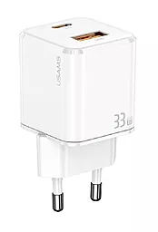 Сетевое зарядное устройство Usams T43 Mini GaN 33w PD USB-C/USB-A ports charger white (US-CC144) - фото Сетевое зарядное устройство Usams T43 Mini GaN 33w PD USB-C/USB-A ports charger white (US-CC144)