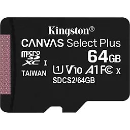 Карта памяти Kingston microSDXC 64GB Canvas Select Plus Class 10 UHS-I U1 V10 A1 (SDCS2/64GBSP)
