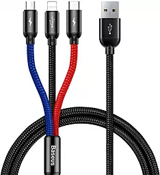 USB Кабель Baseus Three Primary Colors 18w 3.5a 3-in-1 USB to Type-C/Lightning/micro USB Cable black (CAMLT-BSY01)
