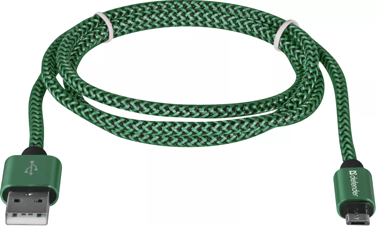 Кабель Defender USB08-03T USB-A - micro USB 10.5w 1м cable Green (87804) - фото 2