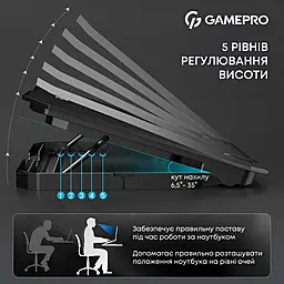 Подставка для ноутбука Gamepro CP350 Black - миниатюра 4 Подставка для ноутбука Gamepro CP350 Black - миниатюра 4