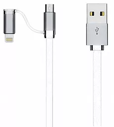 Універсальний кабель LDNio 2-in-1 USB-A to Lightning/micro USB 12w 2.4a 1м cable White (LC84) - фото Універсальний кабель LDNio 2-in-1 USB-A to Lightning/micro USB 12w 2.4a 1м cable White (LC84)