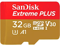 Карта пам'яті SanDisk 32 GB microSDHC UHS-I U3 Extreme Plus A1 + SD Adapter SDSQXBG-032G-GN6MA