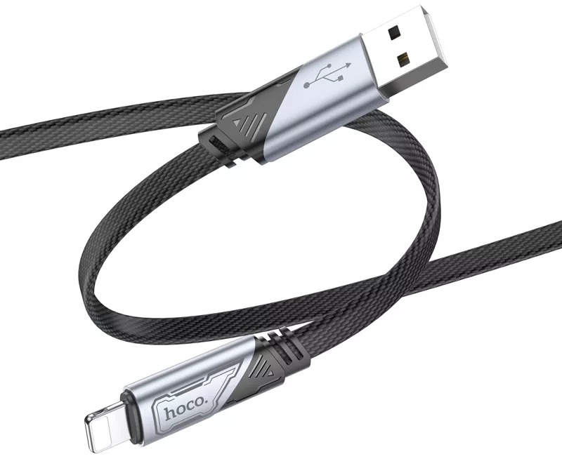 Кабель Hoco U119 USB-A - Lightning 12w 2.4a 1.2м cable Black - фото 2