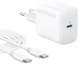 Мережевий зарядний пристрій Anker PowerPort 312 20w PD USB-C ports charger + USB-C to USB-C cable white (B2347G21) - фото Мережевий зарядний пристрій Anker PowerPort 312 20w PD USB-C ports charger + USB-C to USB-C cable white (B2347G21)