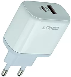 Сетевое зарядное устройство LDNio A2526C 45W PD/QC + USB-A-C White