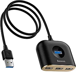 USB хаб Baseus Square Round 4 in 1 Adapter Type-C to USB3.0x1+USB2.0x3 0.17M Black (CAHUB-BY01) - миниатюра 3