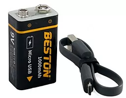 Аккумулятор Beston CR 6F22 / 6LR61 (крона) 9V 1000mAh Li-ion USB Type-C 1шт (AAB1852) - фото Аккумулятор Beston CR 6F22 / 6LR61 (крона) 9V 1000mAh Li-ion USB Type-C 1шт (AAB1852)