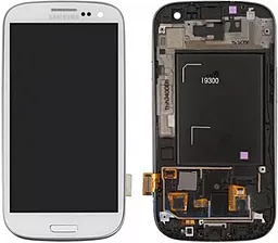 Дисплей Samsung Galaxy S3 з тачскріном і рамкою, оригінал, White