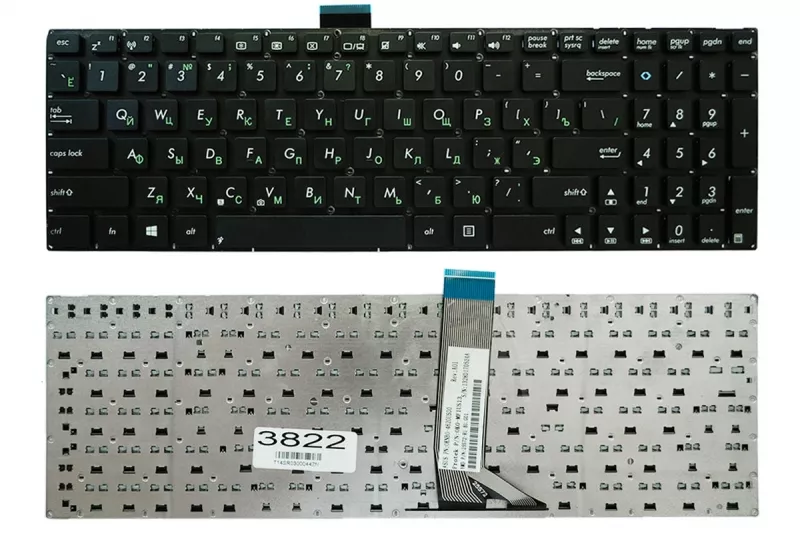 Клавиатура для ноутбука Asus X502 X502C X502CA S500 S500C S500CA без рамки Прямой Enter с креплением черная - фото 1