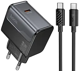 Мережевий зарядний пристрій Hoco CS72A Star Speed 30w GaN PD USB-C fast charger + USB-C to USB-C cable black - фото Мережевий зарядний пристрій Hoco CS72A Star Speed 30w GaN PD USB-C fast charger + USB-C to USB-C cable black