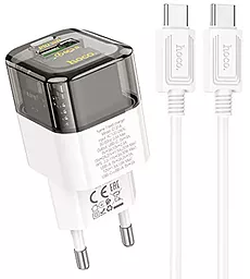 Мережевий зарядний пристрій Hoco C131A 30w PD/QC home charger + USB-C/USB-C cable Transparent black