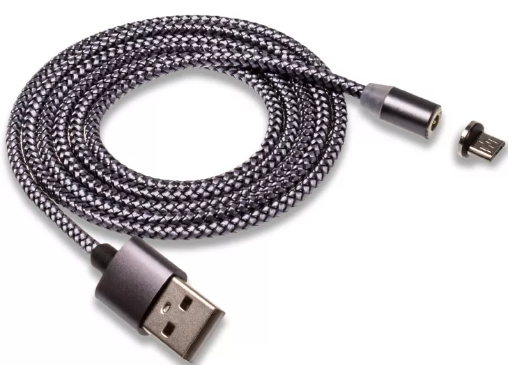 Кабель Walker C590 Magnetic USB-A - micro USB 12w 2.4a 1м cable Gray - фото 1