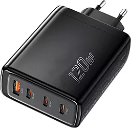Сетевое зарядное устройство Essager 120w GaN PD/QC4.0 3xUSB-C/USB-A ports fast charger black (ECT3CA-JZB01-Z) - миниатюра 2