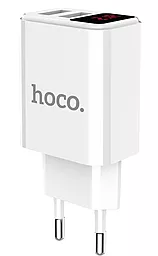 Сетевое зарядное устройство Hoco C63A Victoria With Digital Display 2USB 2.1А White