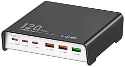Мережевий зарядний пристрій LDNio Q605 120w PPS PD 3xUSB-C/3xUSB-A ports charger black - фото Мережевий зарядний пристрій LDNio Q605 120w PPS PD 3xUSB-C/3xUSB-A ports charger black