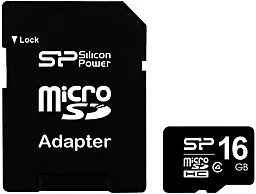 Карта пам'яті Silicon Power microSDHC 16GB Class 4 + SD-адаптер (SP016GBSTH004V10-SP)