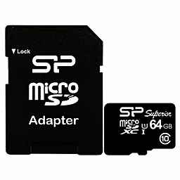 Карта памяти Silicon Power microSDXC 64GB Superior Class 10 UHS-I U1 + SD-адаптер (SP064GBSTXDU1V10SP)