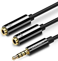 Аудио кабель Ugreen AV141 AUX mini Jack 3.5 мм M/2xF 0.15 м black (30619) - фото Аудио кабель Ugreen AV141 AUX mini Jack 3.5 мм M/2xF 0.15 м black (30619)