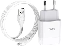 Мережевий зарядний пристрій Hoco C73A 2.4a 2xUSB-A ports charger + Lightning cable white - мініатюра 3 Мережевий зарядний пристрій Hoco C73A 2.4a 2xUSB-A ports charger + Lightning cable white - мініатюра 3