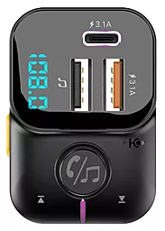 Автомобільний зарядний пристрій з FM трансмітером Charome CF1 Ambient Light 20w PD/QC3.0 2xUSB-A/USB-C ports home charger black - мініатюра 4