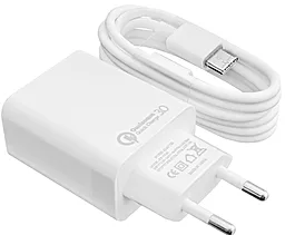 Мережевий зарядний пристрій з швидкою зарядкою Logicpower АС-009 QC 3A + USB Type-C Cable White (LP9466)