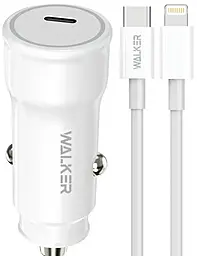 Автомобільний зарядний пристрій Walker WCR-63 30w PD USB-C fast charger + USB-C to Ligtning cable white - фото Автомобільний зарядний пристрій Walker WCR-63 30w PD USB-C fast charger + USB-C to Ligtning cable white