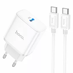 Сетевое зарядное устройство Hoco C104A 20w PD USB-C fast charger + USB-C to USB-C cable white