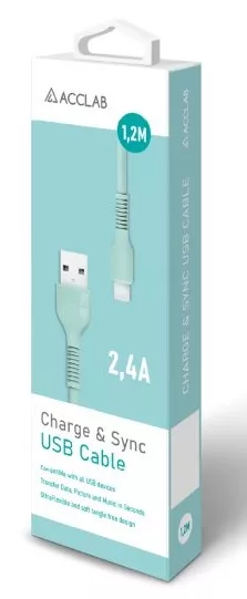 Кабель ACCLAB USB-A - micro USB 12w 2.4a 1.2м cable mint (AL-CBCOLOR-M1MT) - фото 5