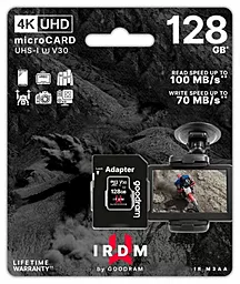 Карта пам'яті GooDRam microSDXC 128GB IRDM Class 10 UHS-I U3 V30 + SD-адаптер (IR-M3AA-1280R12) - фото Карта пам'яті GooDRam microSDXC 128GB IRDM Class 10 UHS-I U3 V30 + SD-адаптер (IR-M3AA-1280R12)