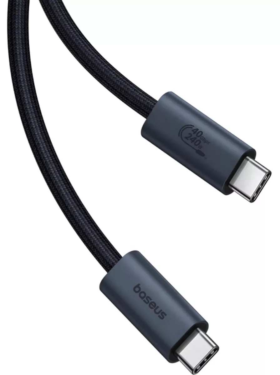 Мультимедийный кабель Baseus Flash 2 Full FeatuRed USB4.0 Type-C - Type-C 8k 60hz 240w 5a 1м 40gbps PD data cable Black (P10311803111-00) - фото 4