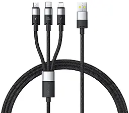 Универсальный кабель Baseus StarSpeed 3-in-1 USB-A to Type-C/Lightning/micro USB 100w 5a 1.5м cable Black (P10319900111-02) - фото Универсальный кабель Baseus StarSpeed 3-in-1 USB-A to Type-C/Lightning/micro USB 100w 5a 1.5м cable Black (P10319900111-02)