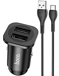Автомобильное зарядное устройство Hoco NZ4 2.4a 2xUSB-A ports car charger + USB-C cable black