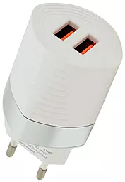 Сетевое зарядное устройство iKaku 2xUSB-A 2.4A AC100-240V White (KSC-181-JUNENG)