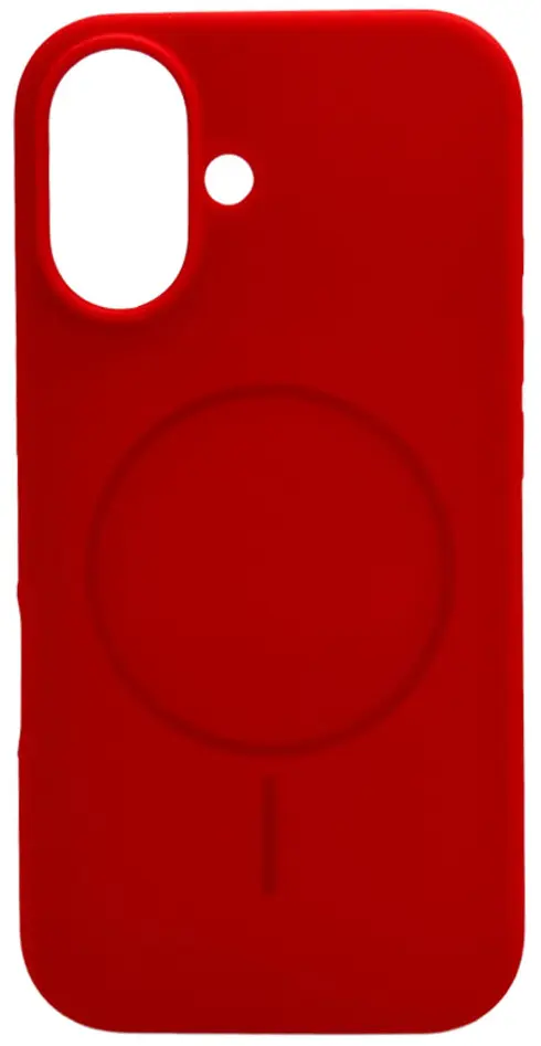 Чехол Silicone Case Full Fine Ring MagSafe для Apple iPhone 16  Red - фото 1