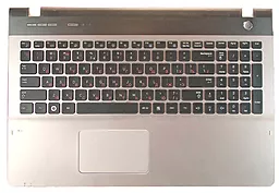 Клавіатура для ноутбуку Samsung QX530 з топ панеллю чорна/срібляста