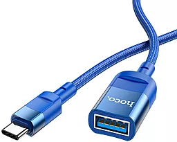 OTG-перехідник Hoco U107 USB 3.0 Type-C USB 1.2м Blue - мініатюра 2