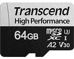 Карта пам'яті Transcend microSDXC 340S 64GB UHS-I U3 V30 A2 Class 10 + SD-adapter (TS64GUSD340S)