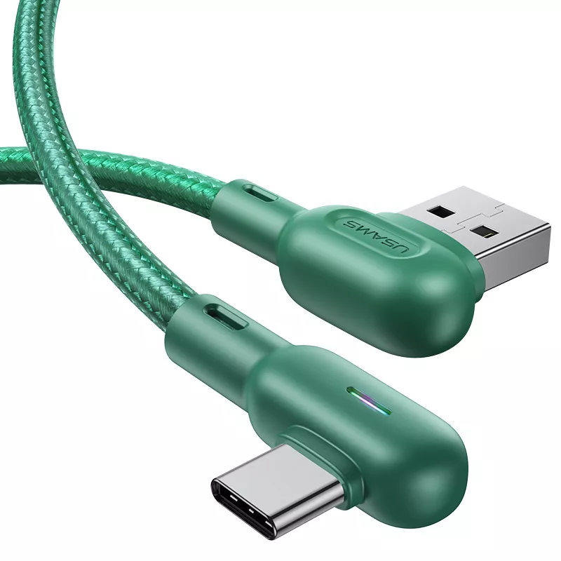 Кабель Usams U57 Dual Right-Angle USB-A - Type-C 10w 1.2м cable Green - фото 2