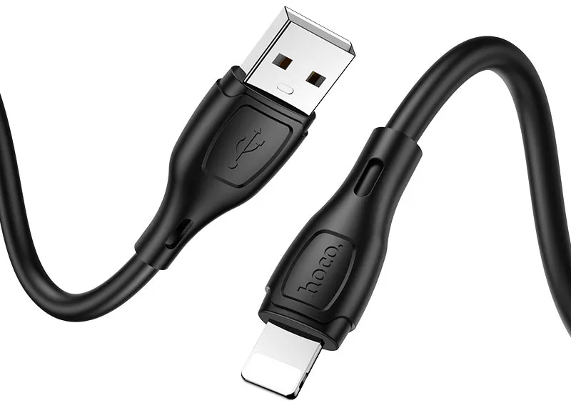Кабель Hoco X61 Ultimate Silicone USB-A - Lightning 12w 2.4a 1м cable Black - фото 2