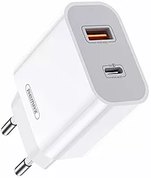 Сетевое зарядное устройство с быстрой зарядкой Remax Surie Fast Charger PD/QC 20W USB-A+C White (RP-U68)